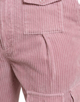 Jeans da carico magro in cotone a velluto a velluto a velluto rosa