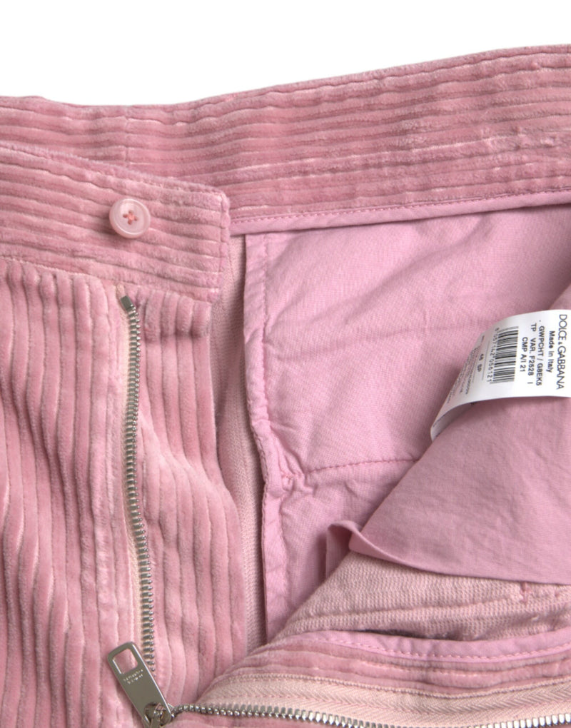 Jeans de carga delgada de algodón de pana rosa