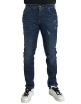 Jeans in denim di cotone magri blu slim cotone