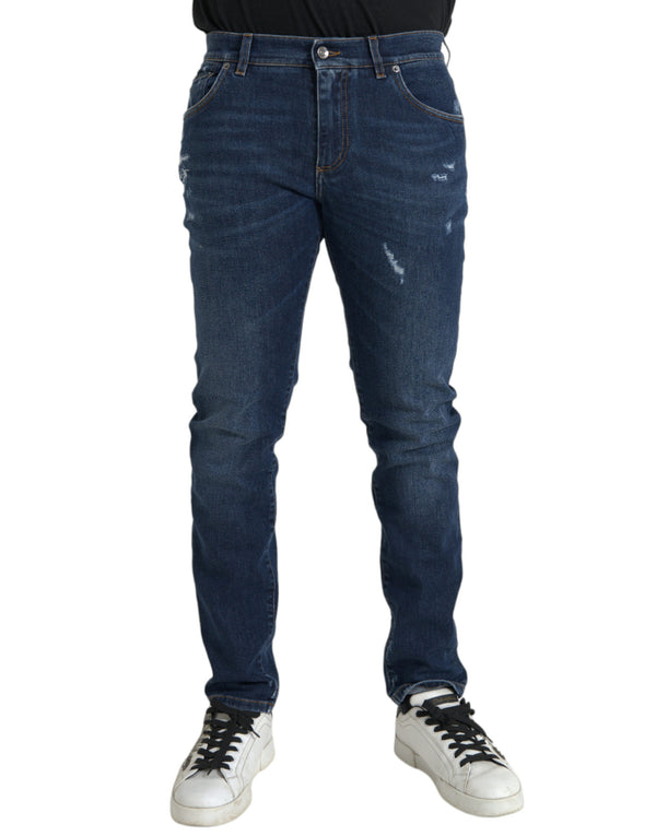 Blau Slim Fit Cotton Skinny Men Denim Jeans