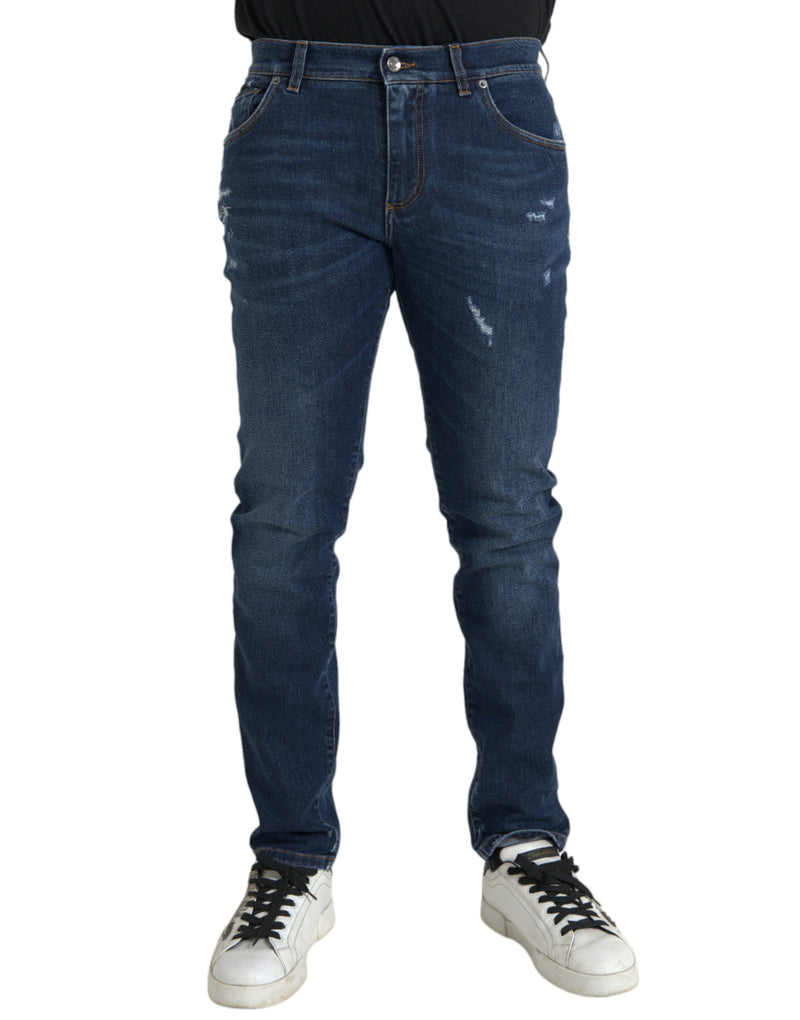 Jeans in denim di cotone magri blu slim cotone