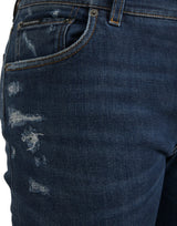 Jeans in denim di cotone magri blu slim cotone