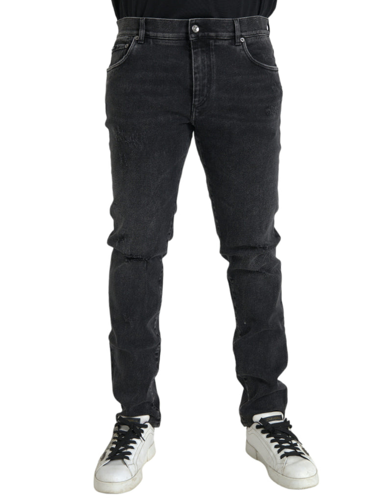 Jean logo denim skinny extensible en coton gris