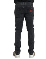 Jean logo denim skinny extensible en coton gris