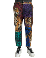 Multicolor Tiger Leopard Cotton Lose Tapesed Hosen