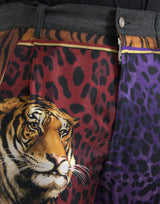 Multicolor Tiger Leopard Cotton Lose Tapesed Hosen