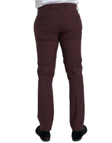 Men de laine marron pantalon robe slim fit