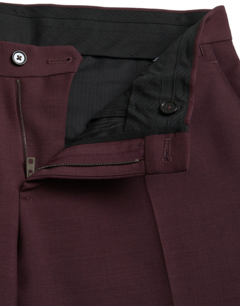 Maroon Wolle Männer schlanke Fit Kleiderhose