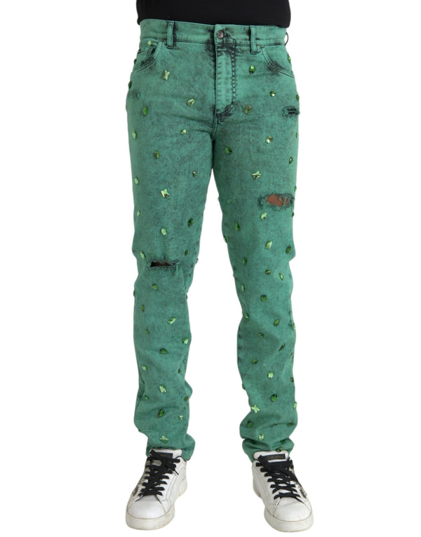 Jeans stimulants en coton vert stretch