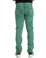 Cristalli verdi cotone stretch jeans