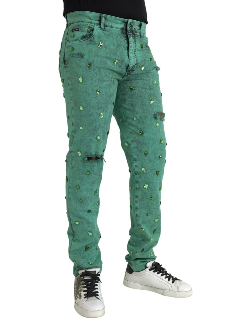 Jeans stimulants en coton vert stretch