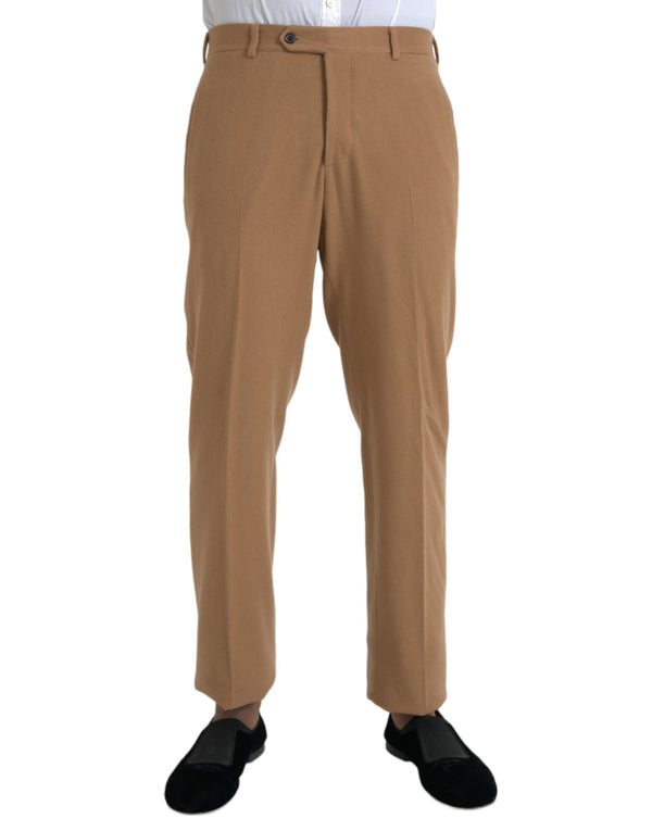 Beige cashmere uomini pantaloni vestiti in forma dritti