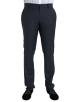 Pantalon de robe maigre hommes en laine bleue