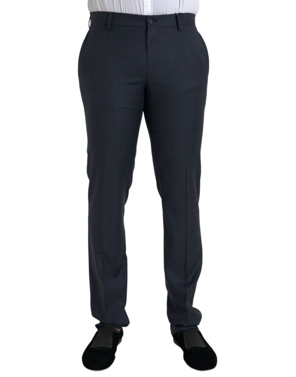 Pantalon de robe maigre hommes en laine bleue