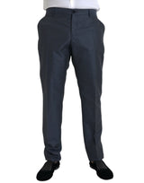 Pantalon de robe maigre hommes en laine bleue