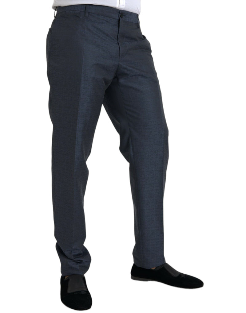 Pantalon de robe maigre hommes en laine bleue