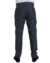 Pantalon de robe maigre hommes en laine bleue