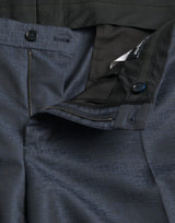 Pantalon de robe maigre hommes en laine bleue