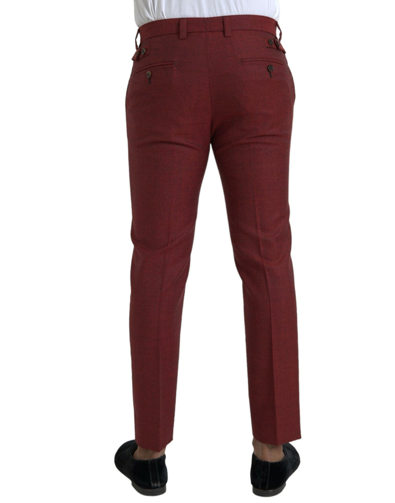 Maroon Wool Men Skinny Φόρεμα παντελόνια