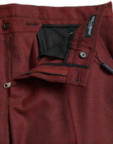 Maroon Wool Men Skinny Φόρεμα παντελόνια