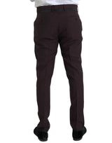 Pantalon slim en laine brun foncé