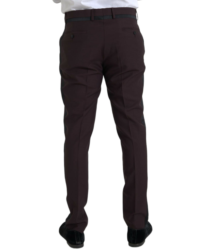 Pantalon slim en laine brun foncé