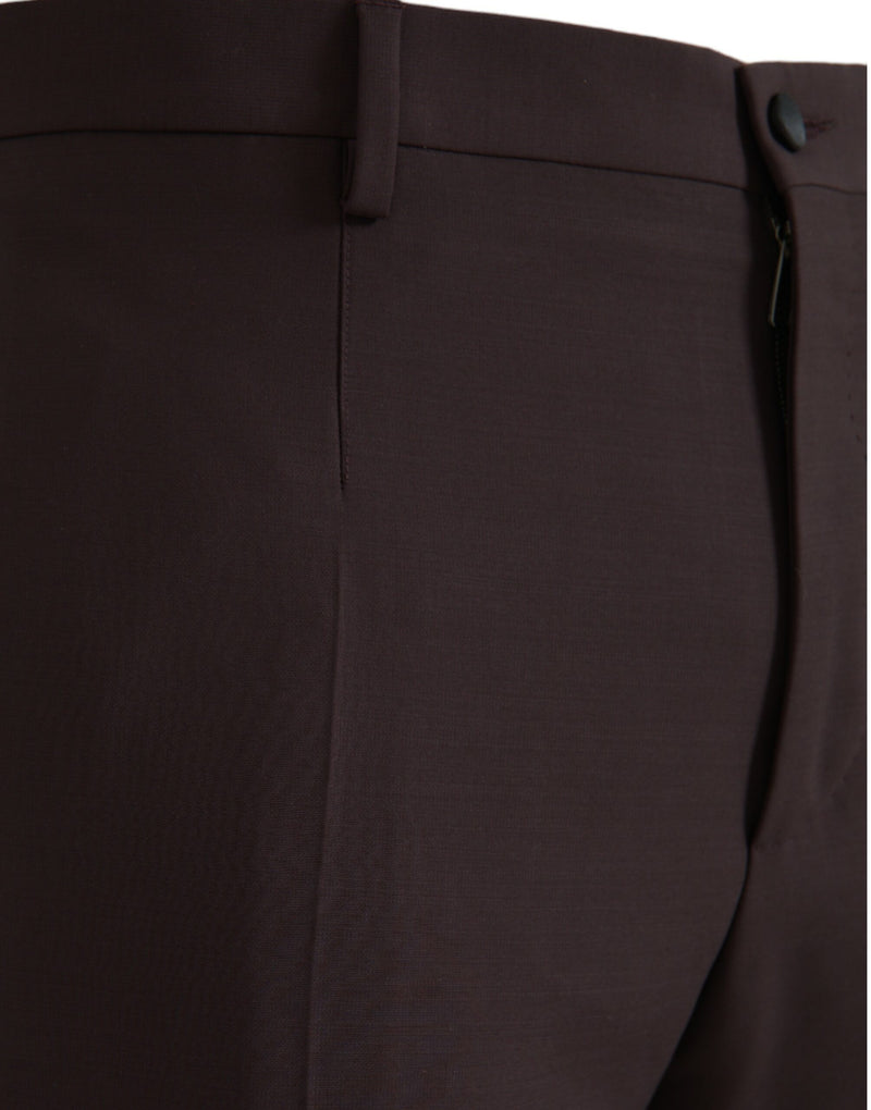 Dark Brown Wool Slim Fit Pants