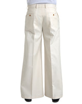 Pantalon de la taille de la jambe large en laine blanche