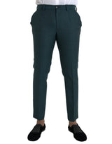 Pantaloni abiti magri in lana verde magro