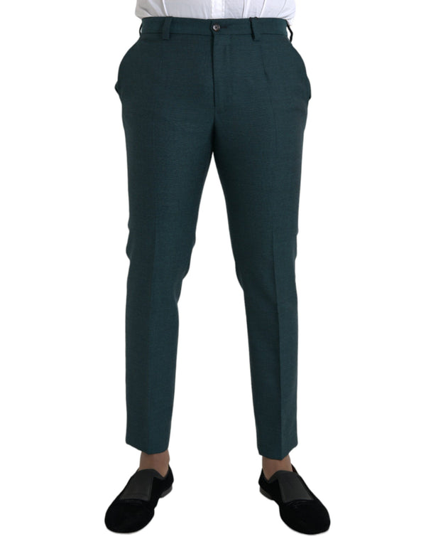 Pantaloni abiti magri in lana verde magro