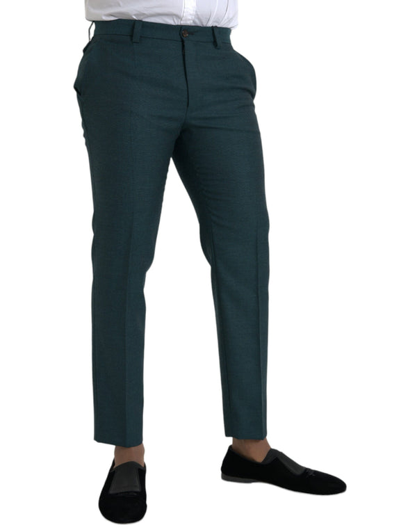 Green Wool Skinny Slim Dress Pants