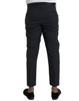 Pantalon de robe maigre hommes en laine bleue