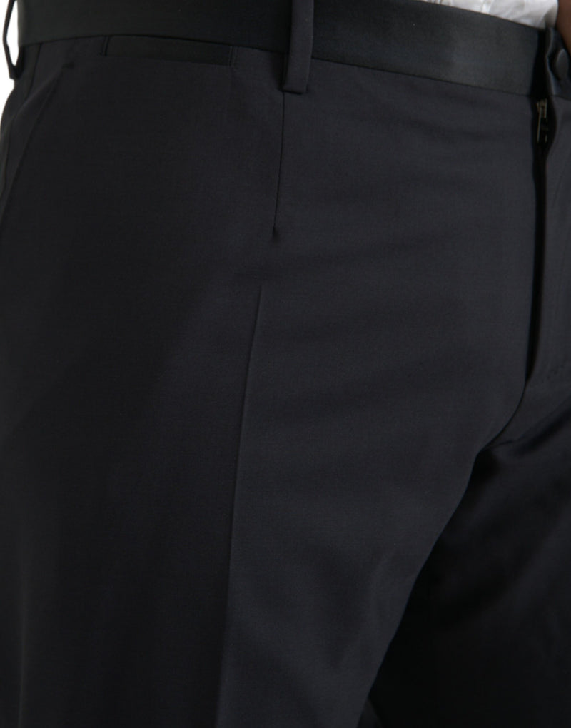 Pantalon de robe maigre hommes en laine bleue