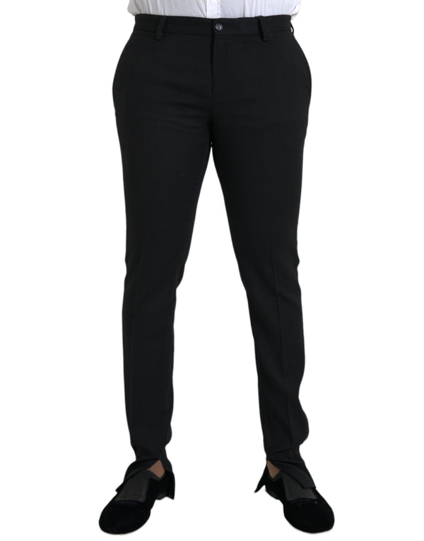 Pantalon maigre étirement en laine noire