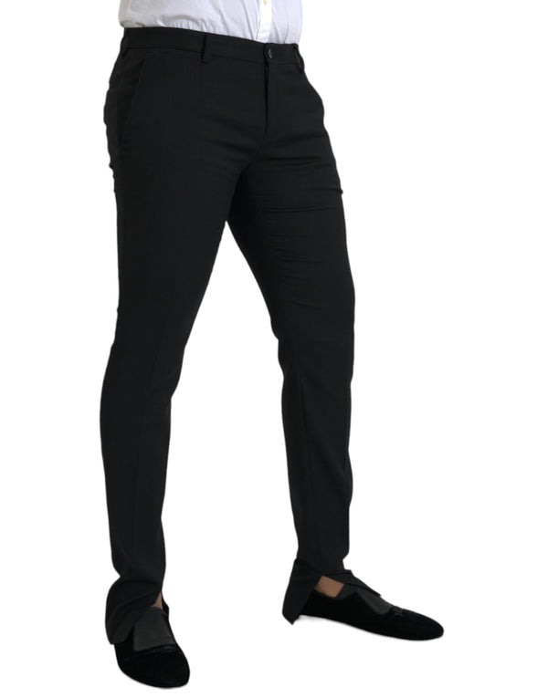 Pantalon maigre étirement en laine noire