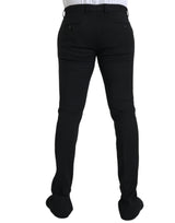 Pantalon maigre étirement en laine noire