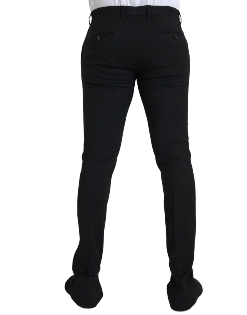 Pantalon maigre étirement en laine noire