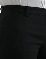 Pantalon maigre étirement en laine noire