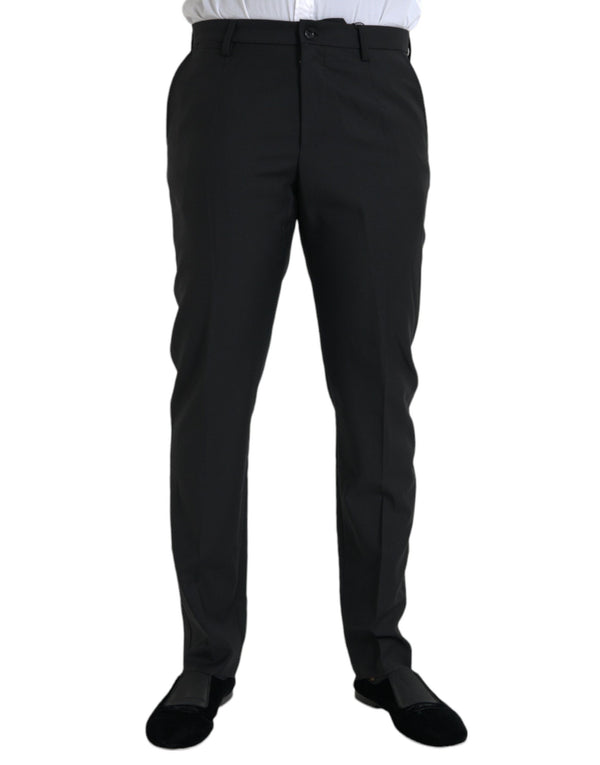 Black Wool Men Skinny Dress Pants