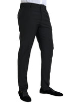 Pantalon de robe maigre des hommes en laine noire