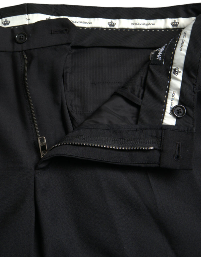 Pantalon de robe maigre des hommes en laine noire