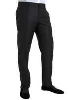 Black Wool Silk Skinny Φόρεμα παντελόνια