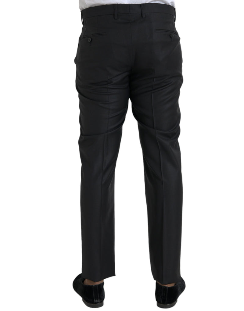 Pantalon robe maigre en soie en laine noire