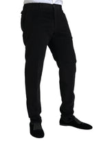 Pantalones flacos de terciopelo de algodón negro