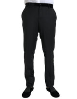 Black Silk Men Skinny Dress Pants