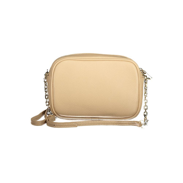 Beige Lederhandtasche