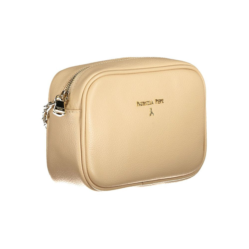 Beige Lederhandtasche