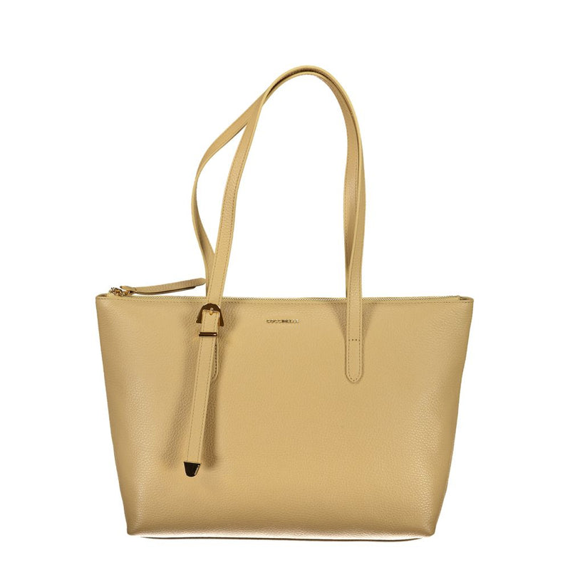 Beige Lederhandtasche