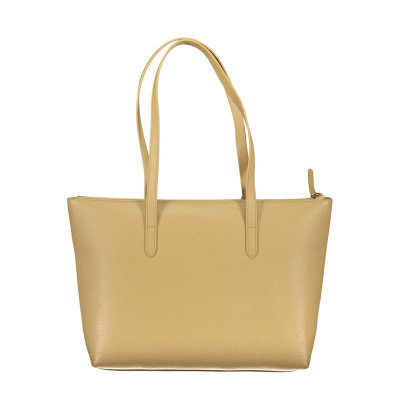 Beige Lederhandtasche