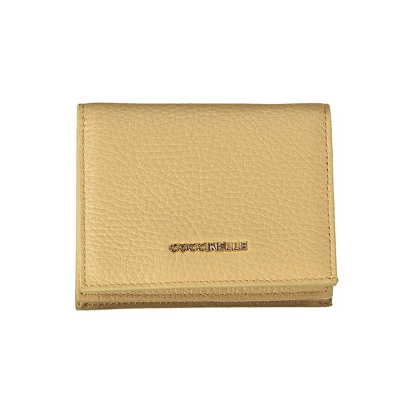 Portefeuille en cuir beige